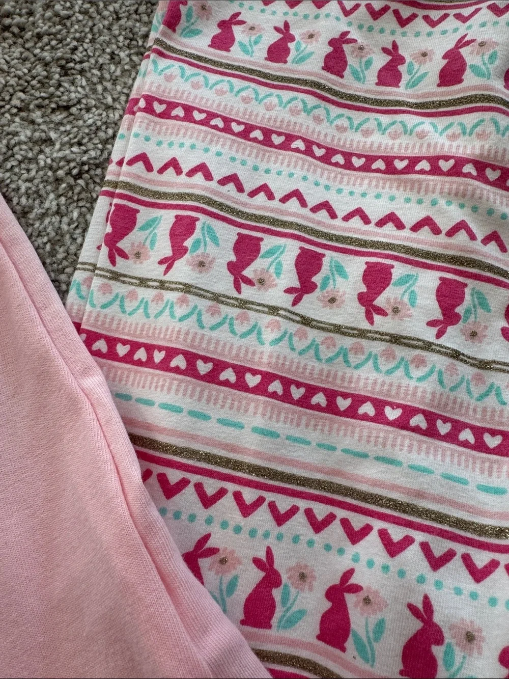 Cynthia Rowley Pink Ruffle Bunny Sequin Pajama Set